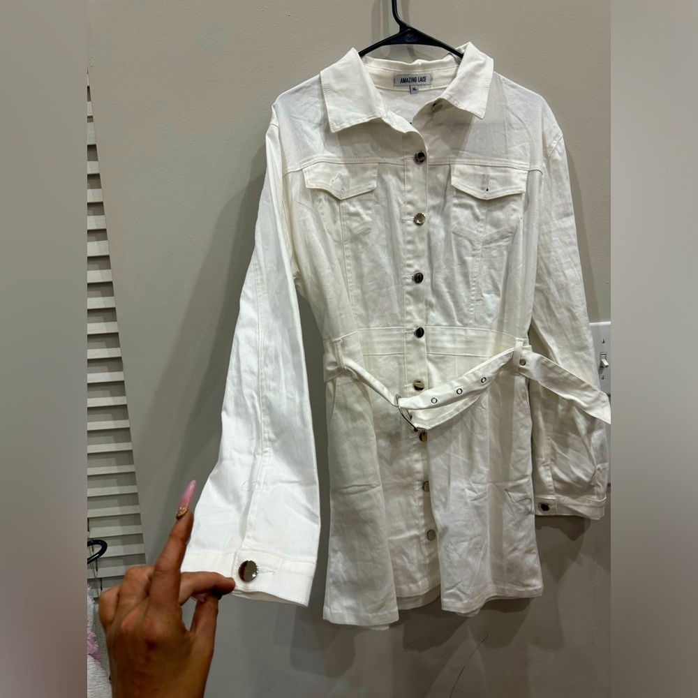 White belted denim dress brand new never worn